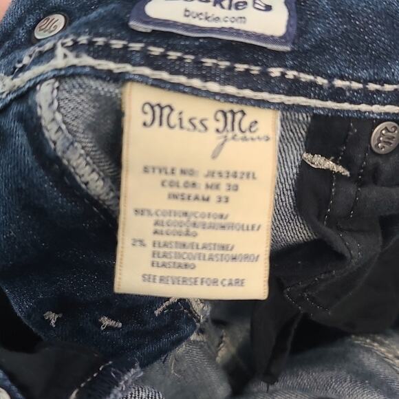 Miss Me Easy Boot Rhinestone Embellished Jeans Size 31 Blue EUC JES422EL - Picture 5 of 6